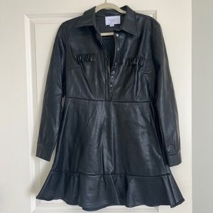 The Shirt Black Leather Mini Dress
